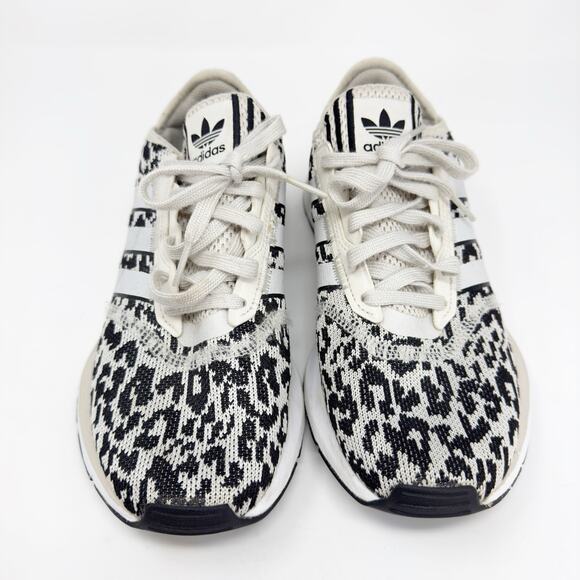 Adidas Women's Swift Run Black & White Leopard Print Sneakers 8.5 - Picture 2 of 7